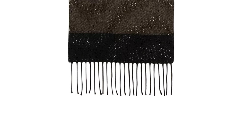 Cachecol feminino listrado de lurex Steve Madden, preto, tamanho único