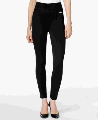 Calça feminina Calvin Klein de malha com cós largo, preta, tamanho médio