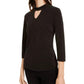 Top metálico feminino Monteau com gola alta, preto, tamanho pequeno, extragrande