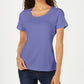 Karen Scott Blusa feminina de manga curta e decote redondo, roxa, tamanho pequeno