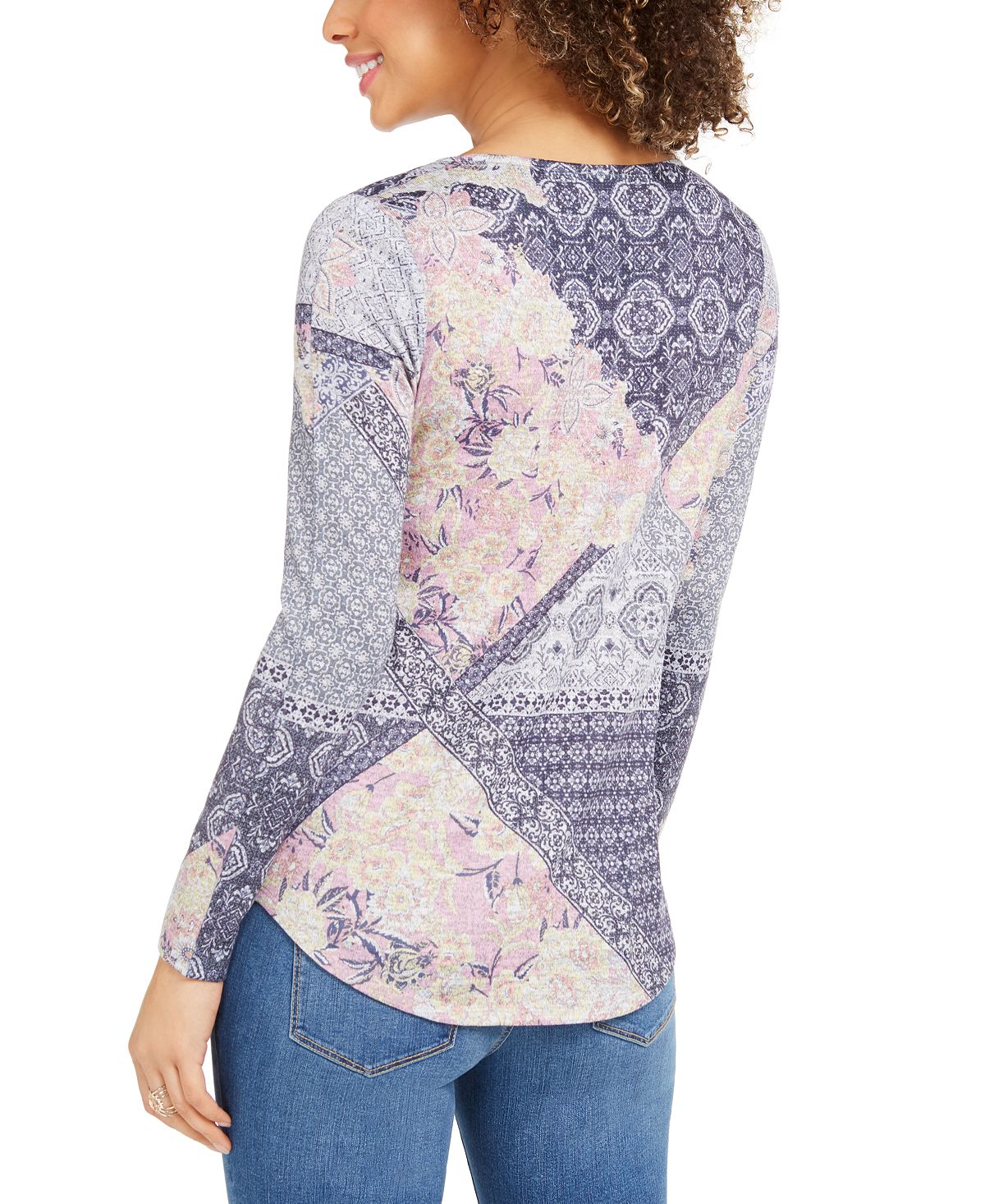 Blusa de malha estampada feminina Style &amp; Co, azul, tamanho M