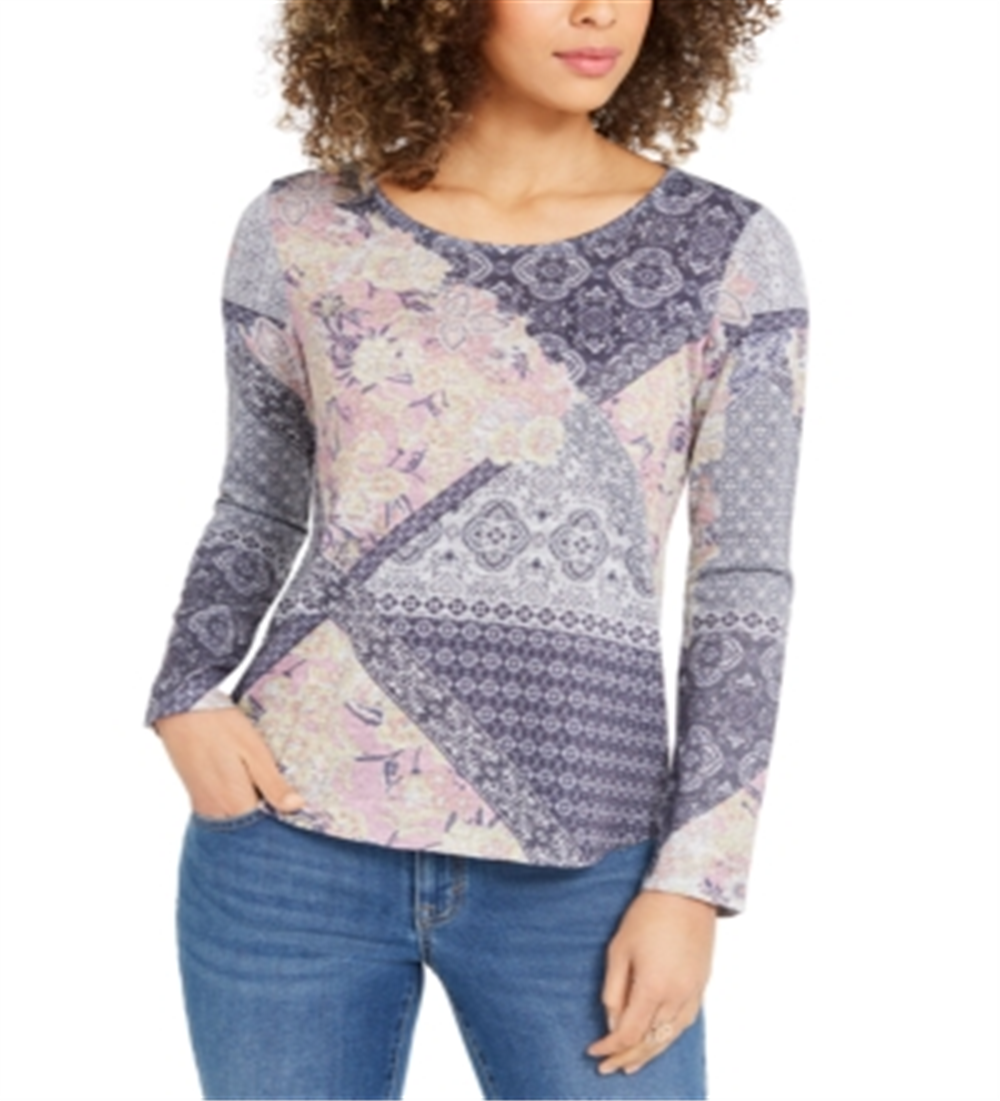 Blusa de malha estampada feminina Style &amp; Co, azul, tamanho M