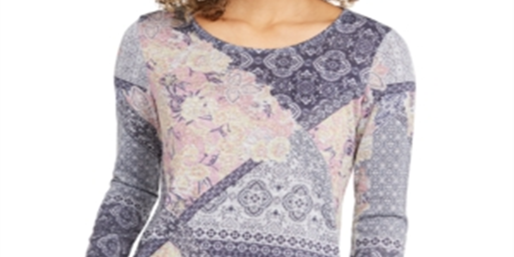 Blusa de malha estampada feminina Style &amp; Co, azul, tamanho M