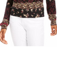 American Rag Top feminino com renda floral, manga comprida, decote em V, preto, tamanho médio