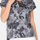Camiseta feminina estampada floral Ideology, preta, tamanho X-S