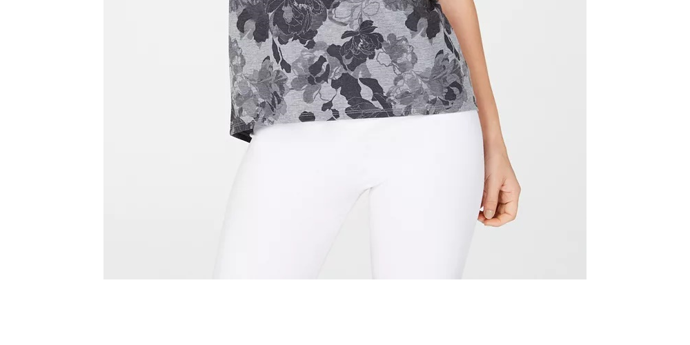 Camiseta feminina estampada floral Ideology, preta, tamanho X-S