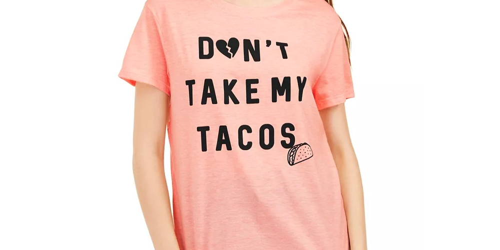 Camiseta com estampa gráfica Love Tribe Junior's Taco, tamanho P, laranja