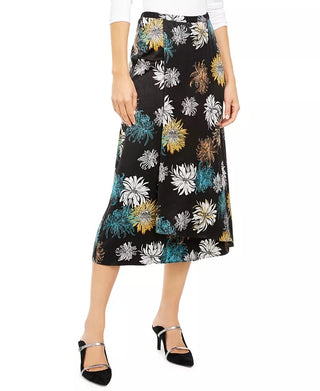 Saia envelope sintética com estampa floral Alfani feminina, preta, tamanho 14