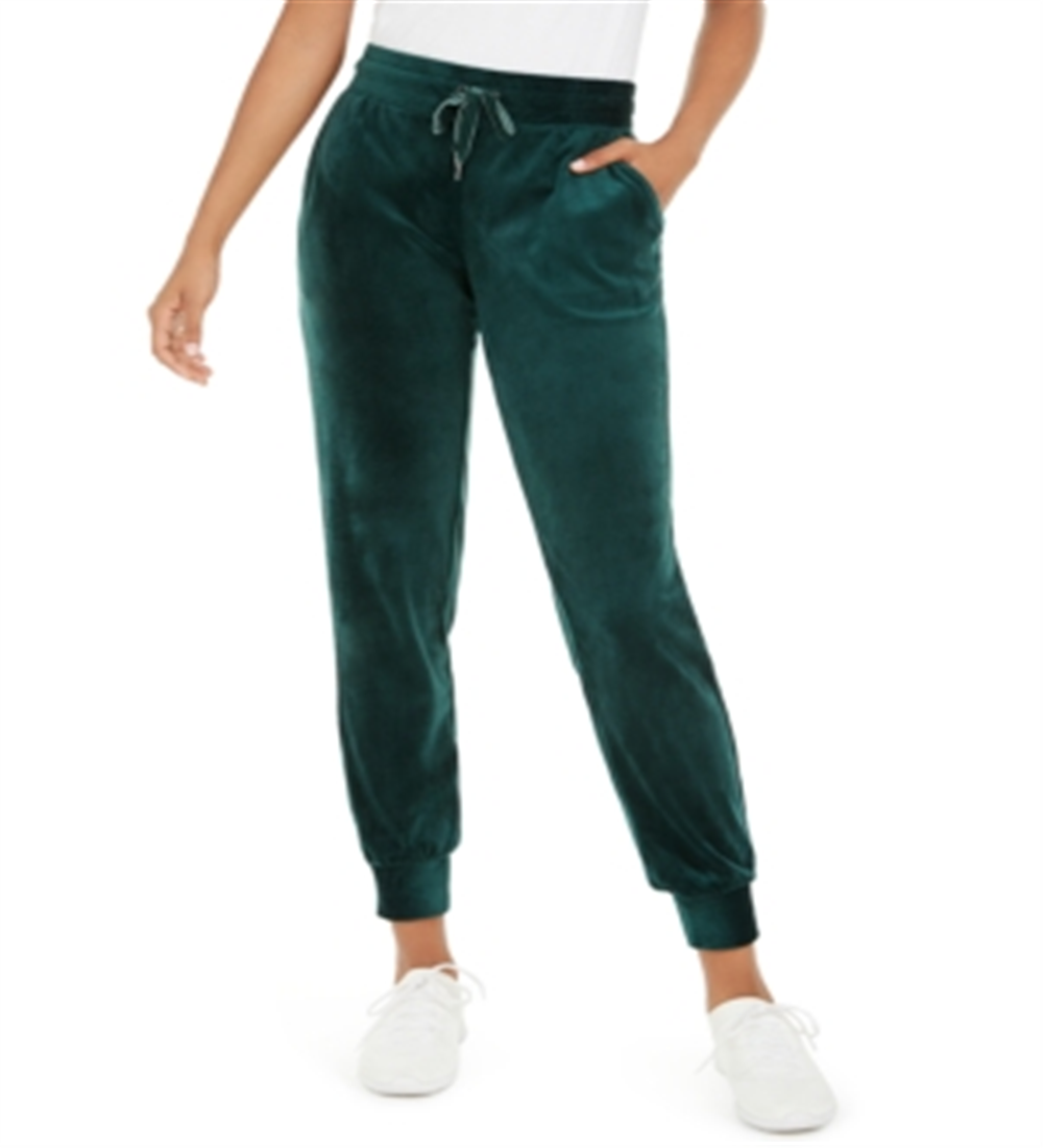 Calça de moletom feminina Ideology Velour, verde, tamanho XX-G