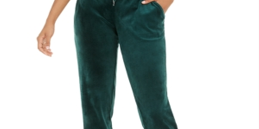 Calça de moletom feminina Ideology Velour, verde, tamanho XX-G