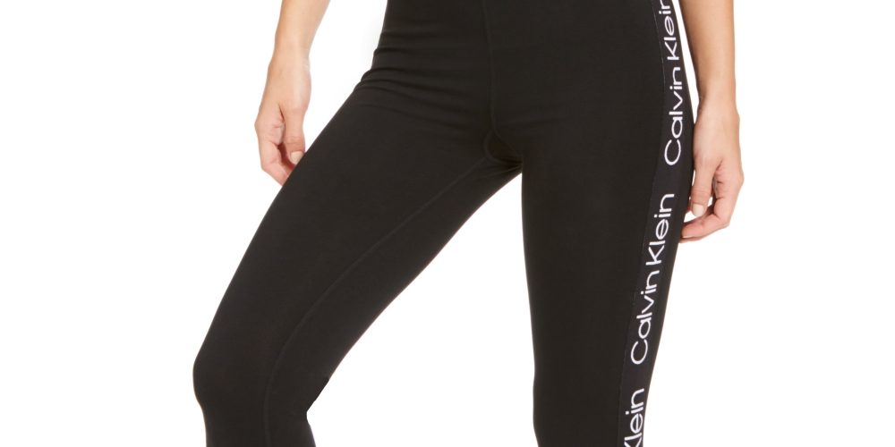 Calça legging feminina Calvin Klein Performance Logo cintura alta preta tamanho X-S