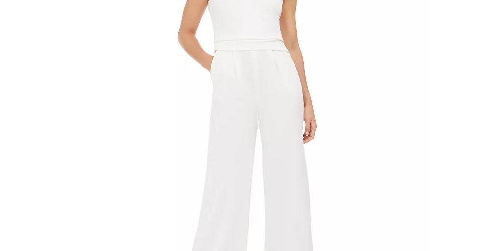 Macacão Calvin Klein Feminino Sem Mangas com Decote Joia Branco Tamanho 4