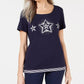 Blusa feminina Karen Scott de algodão com estampa de estrela, azul, tamanho pequeno