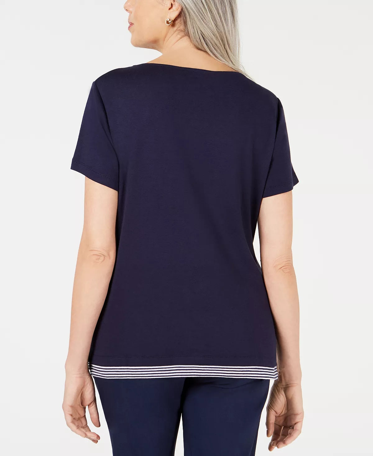 Blusa feminina Karen Scott de algodão com estampa de estrela, azul, tamanho pequeno
