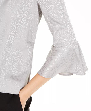 BCX Junior's Animal Print Wrap Top Silver Size Small