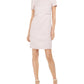 Vestido feminino Anne Klein com decote em V e manga curta, acima do joelho, rosa, tamanho 12