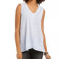 Regata feminina estilo &amp; co com decote em V alto e baixo, branca, tamanho médio