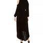 NY Collection Vestido feminino de veludo com ombros descobertos e amarração na cintura, preto, tamanho PXL