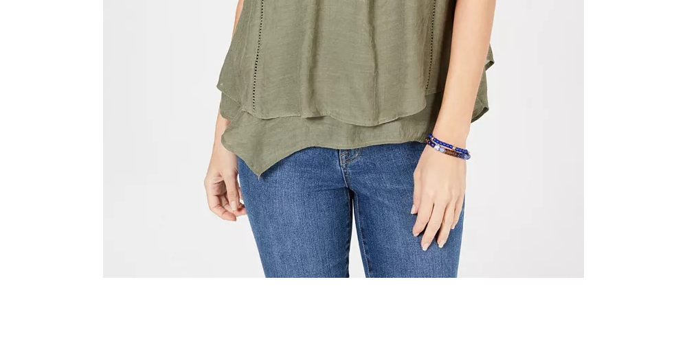 Top estilo feminino com acabamento em renda e alças finas, bege, tamanho pequeno