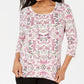 Karen Scott Blusa Feminina Estampada Gola Redonda Tamanho Pequeno