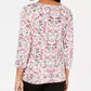Karen Scott Blusa Feminina Estampada Gola Redonda Tamanho Pequeno