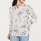Camisa feminina Charter Club de linho estampada com botões, branca, tamanho pequeno GG