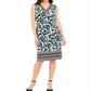 Vestido feminino sem mangas estampado com contas JM Collection, preto, tamanho P