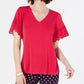 Top feminino com decote em V e acabamento em renda Charter Club, rosa, tamanho XX-G