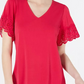 Top feminino com decote em V e acabamento em renda Charter Club, rosa, tamanho XX-G