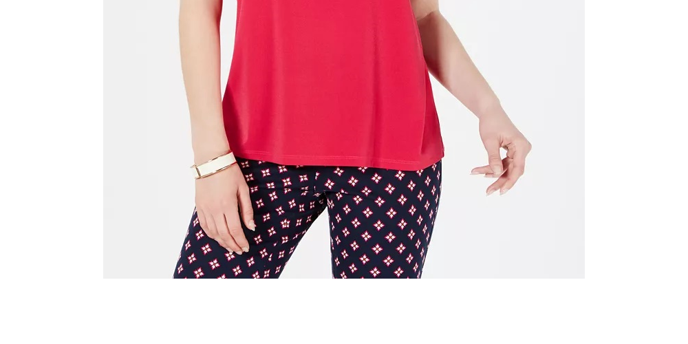 Top feminino com decote em V e acabamento em renda Charter Club, rosa, tamanho XX-G