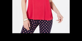 Top feminino com decote em V e acabamento em renda Charter Club, rosa, tamanho XX-G