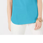 JM Collection Blusa feminina sem mangas com zíper, azul, tamanho X-S