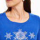 Blusa feminina Karen Scott de algodão com glitter e floco de neve, azul, tamanho XX-G