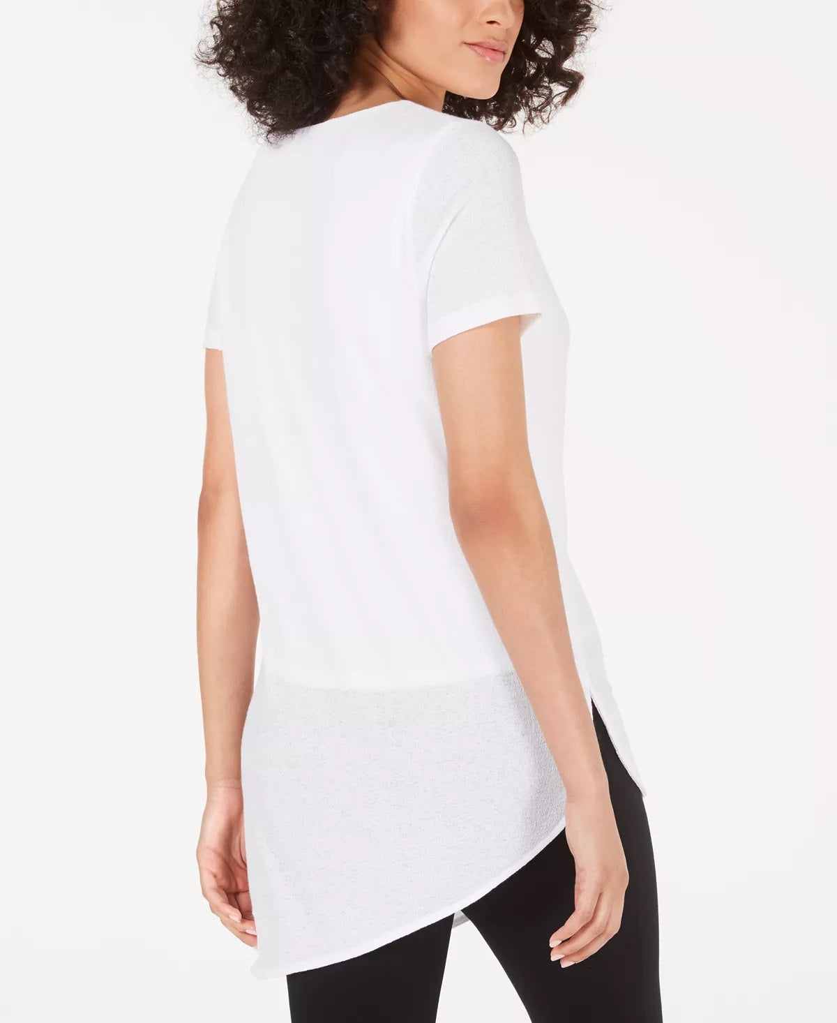 Túnica feminina Alfani com bainha ventilada e assimétrica, branca, tamanho PL