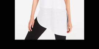 Túnica feminina Alfani com bainha ventilada e assimétrica, branca, tamanho PL