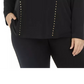 Blusa Calvin Klein Plus Size Feminina Manga Longa com Tachas Preta Tamanho 2X