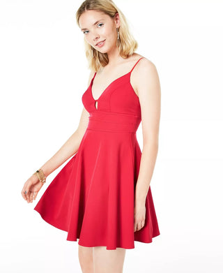 Vestido City Studios Junior's Keyhole Fit &amp; Flare Vermelho Tamanho 7