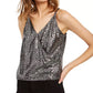 Blusa feminina sem mangas com lantejoulas metálicas INC International Concepts, tamanho PS/M, prateada