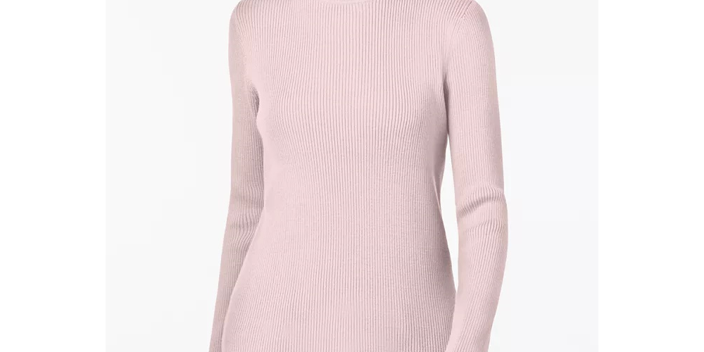 Karen Scott Blusa feminina de gola alta canelada em algodão rosa - Tamanho XS