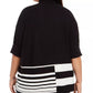 Poncho Alfani Feminino Plus Colorblocked Gola Alta Preto/Branco Tamanho GG