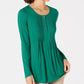 Blusa feminina de manga comprida e decote redondo Style &amp; Co - preta, tamanho X-S