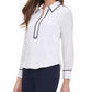 Blusa Tommy Hilfiger Feminina com Acabamento Contrastado, Branca, Tamanho Grande