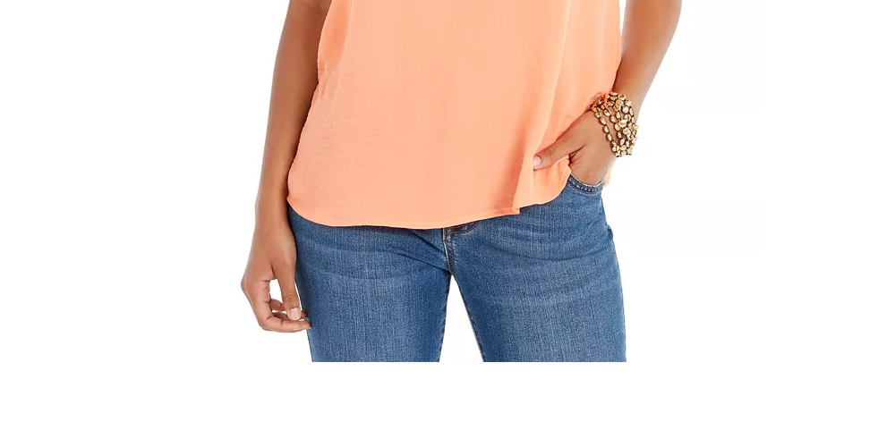 Blusa feminina com mangas franzidas e babados Style &amp; Co, rosa, tamanho médio
