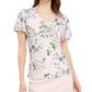 Blusa Calvin Klein Floral com Decote em V Rosa Tamanho XS