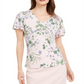 Blusa Calvin Klein Floral com Decote em V Rosa Tamanho XS