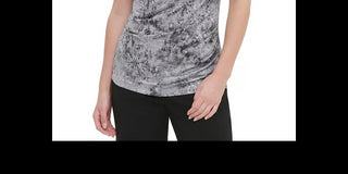 Blusa Calvin Klein Feminina Cintura Franzida Foil Cinza Escuro Tamanho X-G