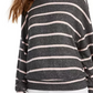 Gypsies &amp; Moondust Top listrado aconchegante com manga dolman para crianças, rosa/cinza, tamanho extragrande