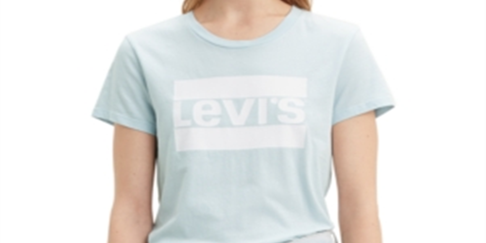 Blusa feminina Levi's Light Blue Logo Graphic Manga Curta Tamanho X-G