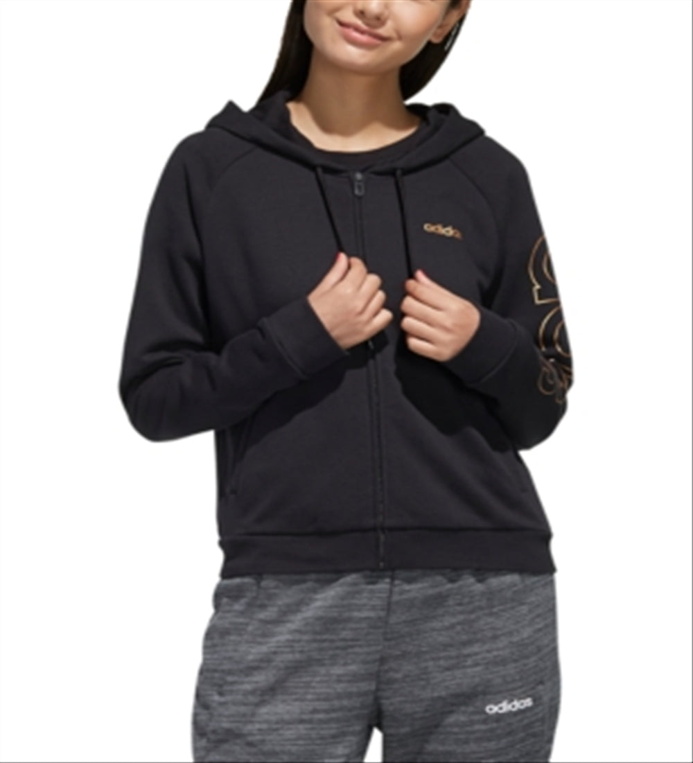 Jaqueta Adidas Feminina Estampada com Zíper Preta Tamanho XS