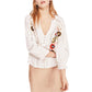 Blusa túnica bordada feminina Free People, branca, tamanho X-S